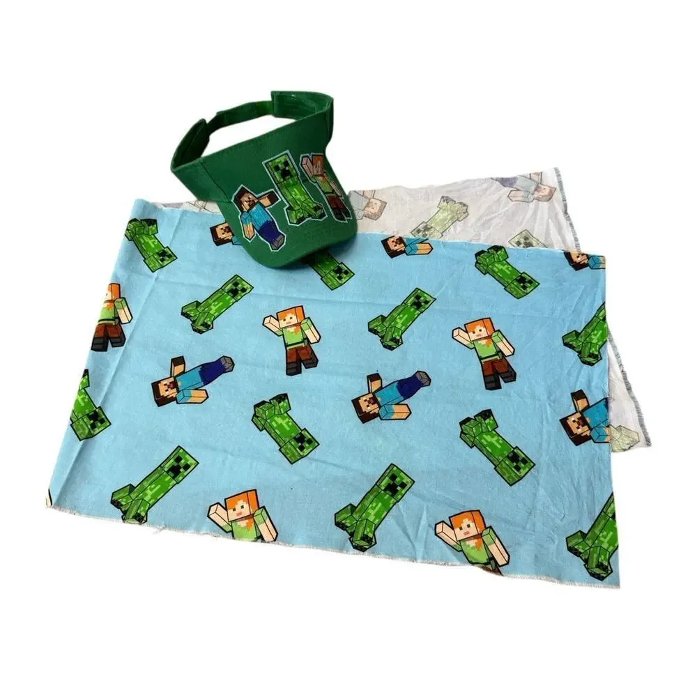 MINECRAFT Green Bikini Skirt Set With Visor Matching Men’s Swim Trunks S/L/XL